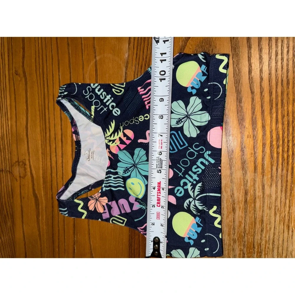 Justice Sport Girls Bra‎ Top Surf Smiley Flower Print Size S 7 8